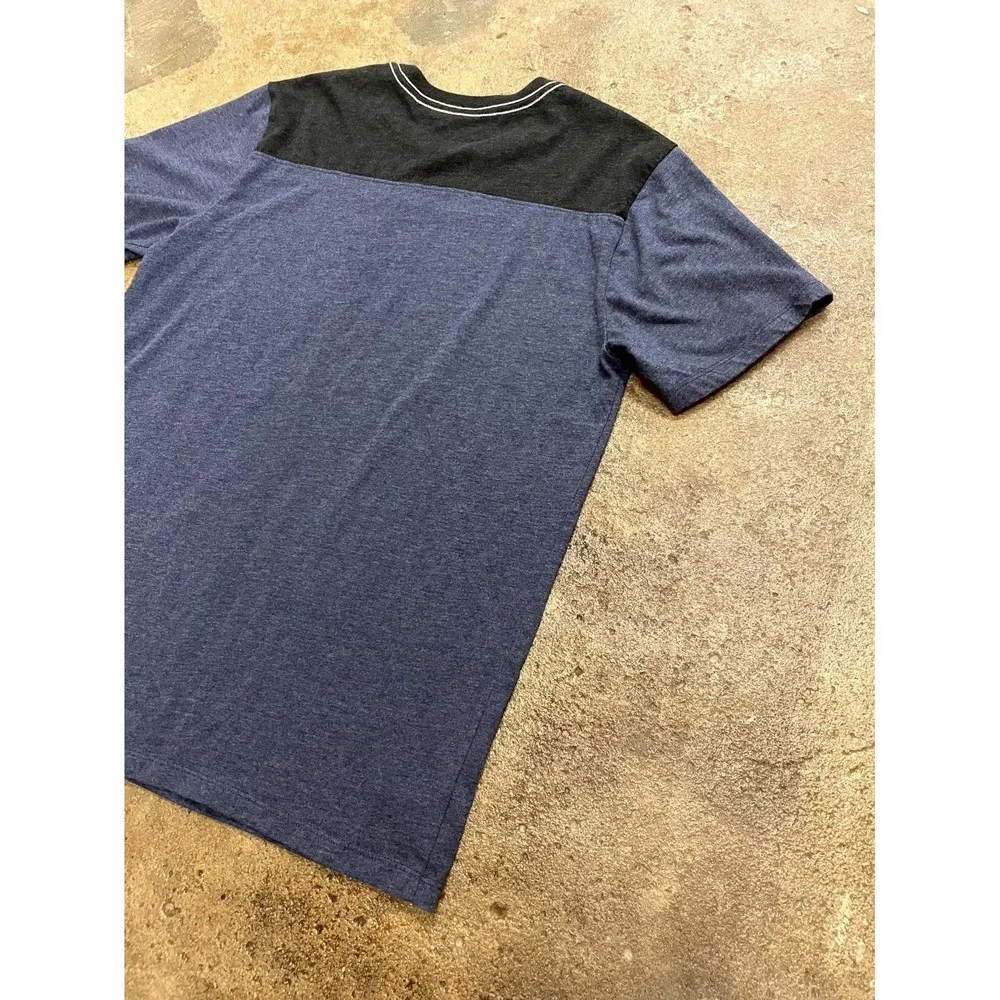 True‎ Religion World Tour T Shirt Mens M Blue Black Spellout Logo Short Sleeve